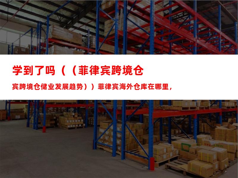 学到了吗（（菲律宾跨境仓储业发展趋势））菲律宾海外仓库在哪里，